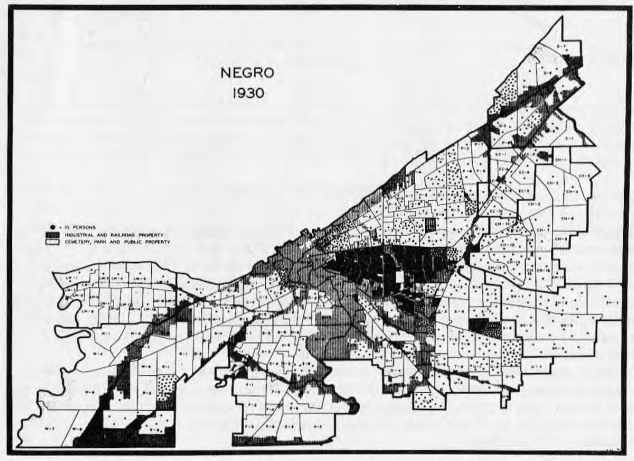 Shaded map of black population in 1930