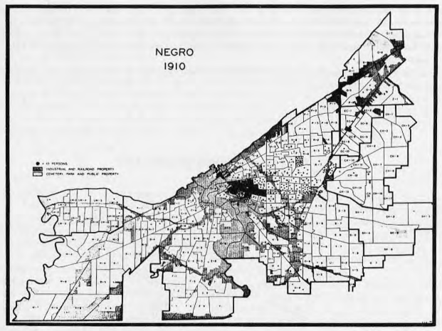 Shaded map of black population in 1910