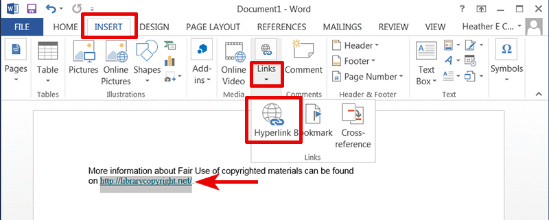 hyperlink to page in word