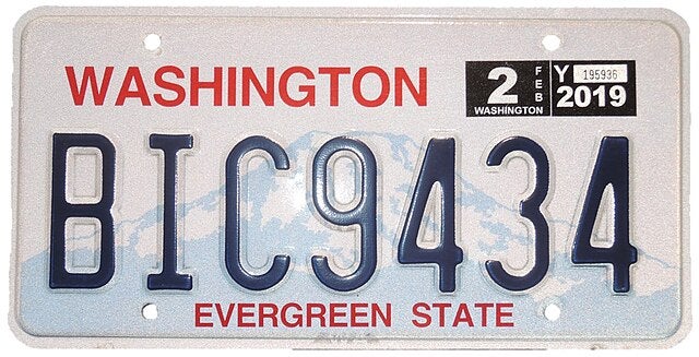 Washington State Car License number BIC9434