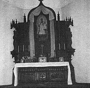 Altar in original church at Carey, Ohio.