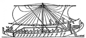 Egyptian Ship on the Red Sea, about 1250 B.C. (From Torr's Ancient Ships)