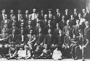 Gathering of Aiteneet men with some of their children. Cleveland, Ohio, Circa 1920.