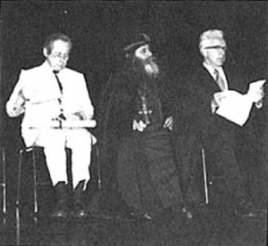 Cleveland State University President, Dr. Walter B. Waetjen, and the Provost and Executive Vice President, John A. Flower, hosted a program in honor of H. H. Pope Shenouda III during his 1977 visit to Cleveland.