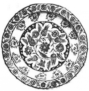 A 16th-century Turkish plate with floral decoration.