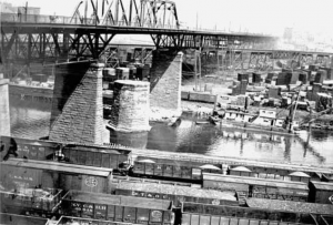 Central Viaduct showing the fixed span that replaced the old movable span.