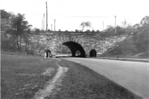 The Wade Park Bridge over Liberty Boulevard, designed by Charles Schweinfurth in 1900.