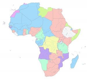 1913 map of Africa, colonial territories marked by different colors