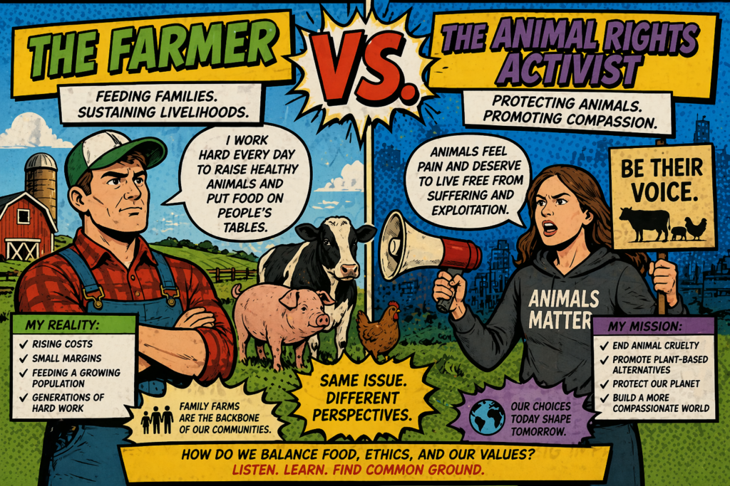 Farmer vs. Animal Rights Activist