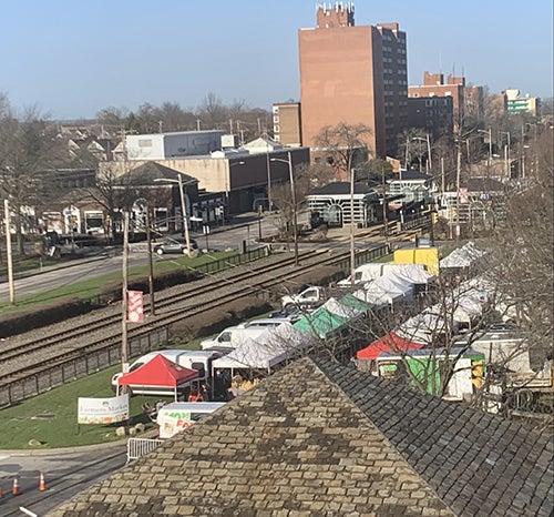 Shaker Square filled with tents