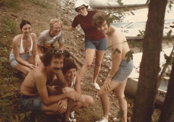 WALHONDING SIX. Yes, you’re laughing now, but you weren’t last night when the fireflies came! Press reporters Almond, Dudas and Thompson – and their wives - canoe-camping on the Mohican River, central Ohio, in 1975.
