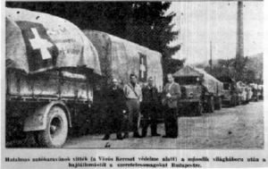 American-Hungarian aid sent to Hungary following World War II. The Humanitarian cargo was transported under the protection of the international Red Cross