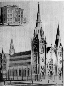 Church of the Immaculate Conception and the school in the 1880's.