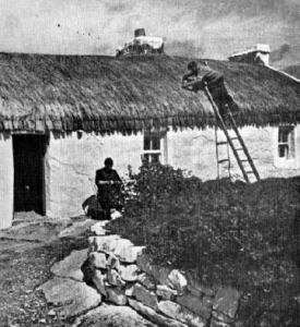 Lonely independence is still the rule in remote regions of the land. Whitewashed cottage -- three rooms on one level -- a home in County Donegal.
