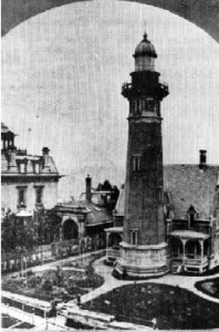 Old Main Avenue Lighthouse. Corner of West 9th and Lakeside about 1850 (Plain Dealer).