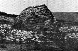Oratory at Gallarus where the scarcity of timber made building in stone necessary, oratiries that were built in the eighth or ninth century still stand. Dingle Peninsula, County Kerry. Photo by Harold Orel. Book: Irish History and Culture.