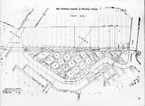 Map showing streets on Whiskey Island