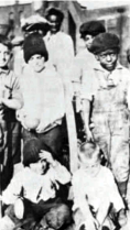 Work and play in the Hiram House Settlement. TOP: Vincent Ciccarolli pealing potatoes in the Hiram House Kitchen, 1932. BOTTOM: Alex Novalani (holding ball), Richard Wade and Ipiphont LaLaroco playing at the settlement house.