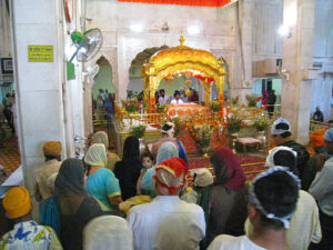 The Darbar Sahib of a Gurdwara in New Delhi, India.