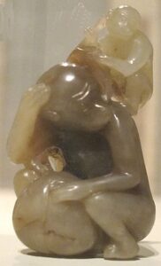 Two monkeys, China, Qing dynasty, 19th century, nephrite, Honolulu Museum of Art