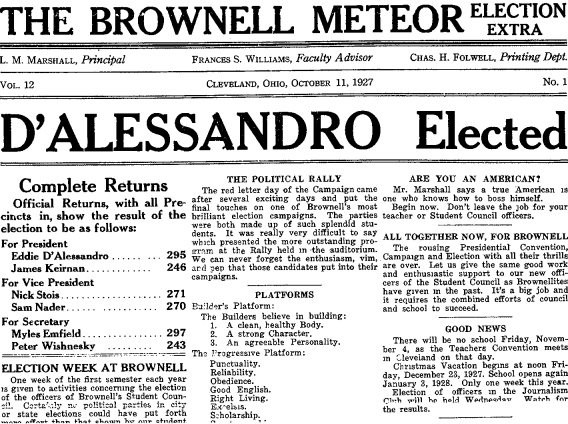 Brownell (Junior High School) Meteor "Election Extra" October 11,1927