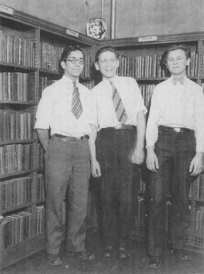 The author on the left and fellow pages, Rice Branch Library, 1930