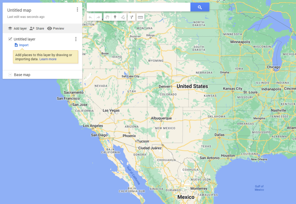 Screenshot of Google My Maps editing screen