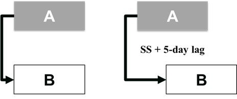 The relationship on the left shows a Start-to-Start relationship. The relationship on the right shows a Start-to-Start relationship with a 5-day lag.