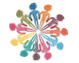 Sketch of silhouettes of different people in a variety of colors