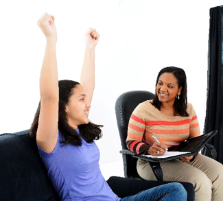 two women one who is a teenager and seems to be celebrating