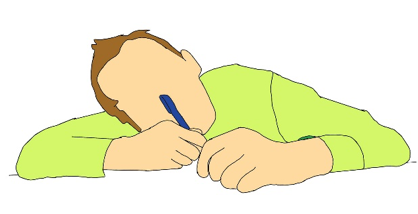 Faceless figure holding a pen