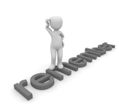 image of a humanoid figure standing on the word remember while scratching its head