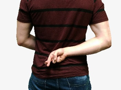 person with hand behind back with fingers crossed