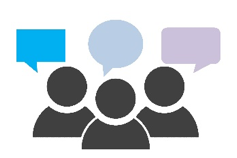 silhouettes with speech bubbles