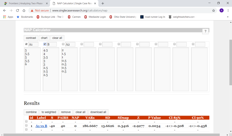 single case researcg nap calculator example