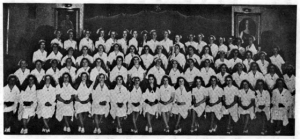 During World War I and II, throughout the United States, the Serbian women were organized in the Serbian Chapter of the Red Cross, main"y operating in the various Serbian church halls. They also sold millions of dollars worth of U.S. Treasury Department war bonds, and worked for the Serbian Relief Council of America helping Serbian war victims in Europe. During peace time, they are an integral part of Serbian Orthodox Churches, working through Kolo or Serbian Sisters.