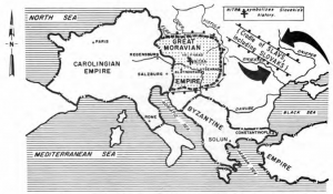 SLOVAKIA -- PART OF GREAT MORAVIAN EMPIRE IN 9th CENTURY. Source: ABC SLOVAK LANGUAGE.