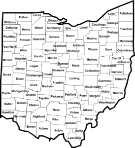 County map of Ohio