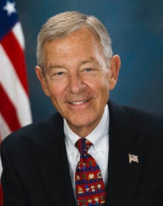 A portrait of George Voinovich.