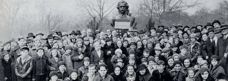 Children of Cuyahoga County Schools Gather at Dedication of Mark Twain Memorial