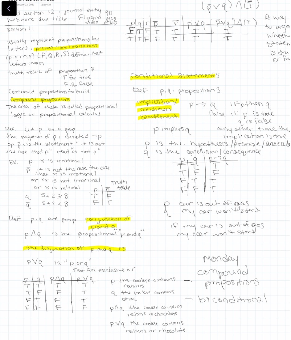 handwritten math notes with highlights throughout