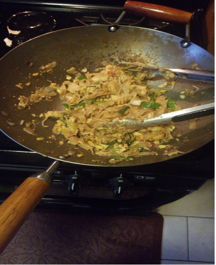 pad thai in a skillet